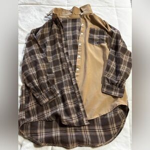 Shein Flannel light and dark brown size S